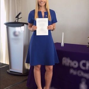 Blue fit and flare dress